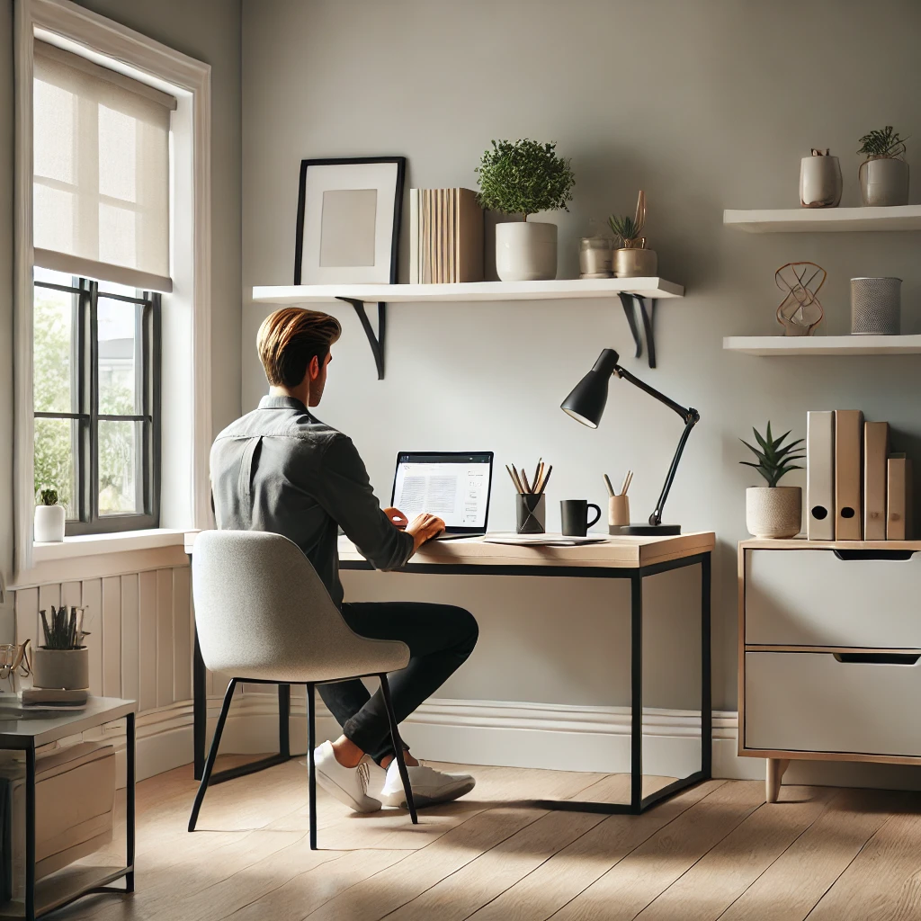 View of a home office for article on remote work management