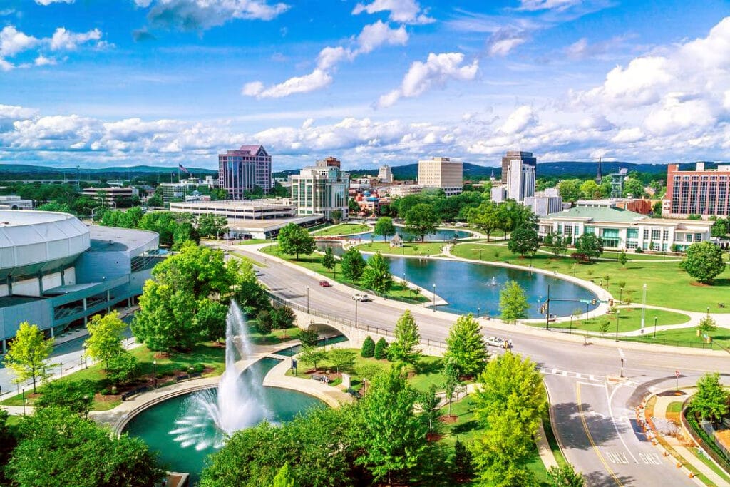 Aerial photo of downtown Huntsville Alabama